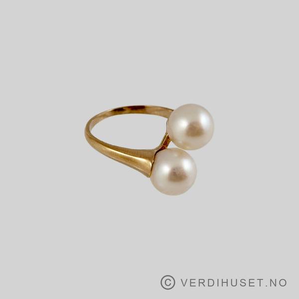 Hovedbilde Ring i 14 K gull med perler