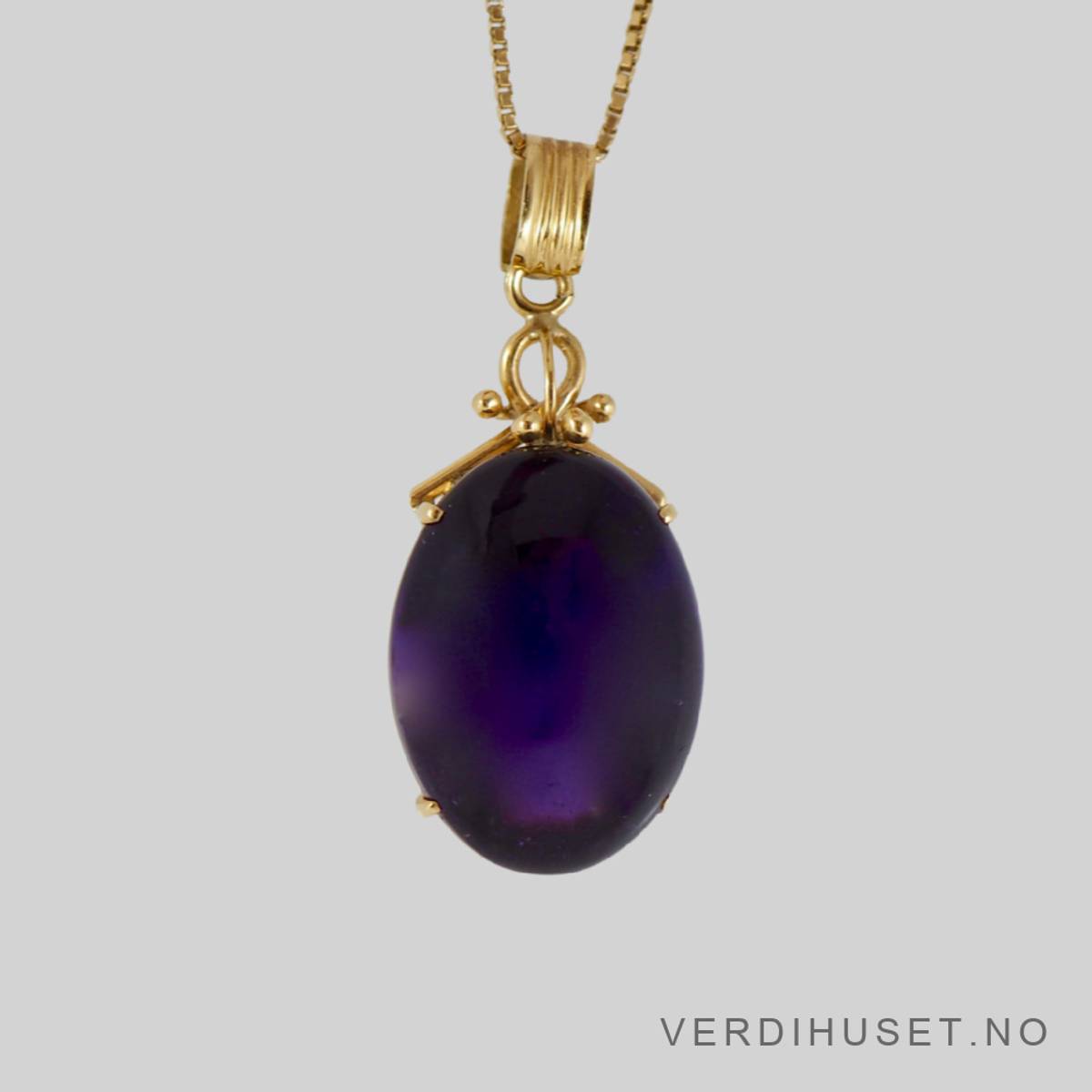 Anheng i 18 K gull med lilla sten