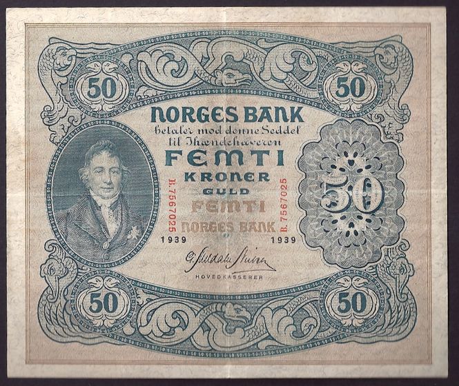 Hovedbilde 50 kr 1939 B Kv 1+