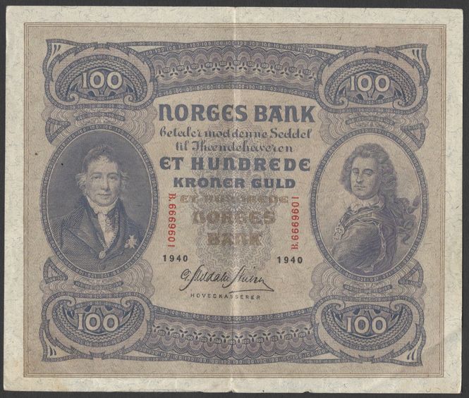 Hovedbilde 100 kr 1940 B Kv g1 (B. 6669601)