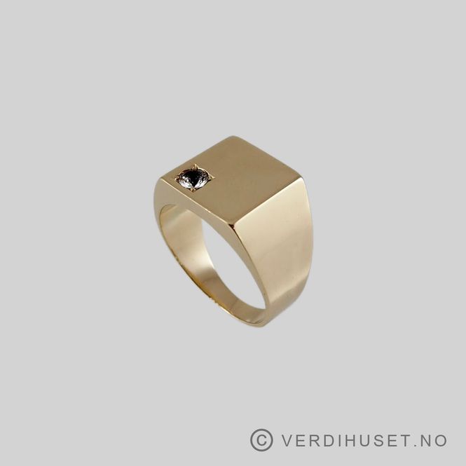 Hovedbilde Herre-ring i 14 K gull med blank sten