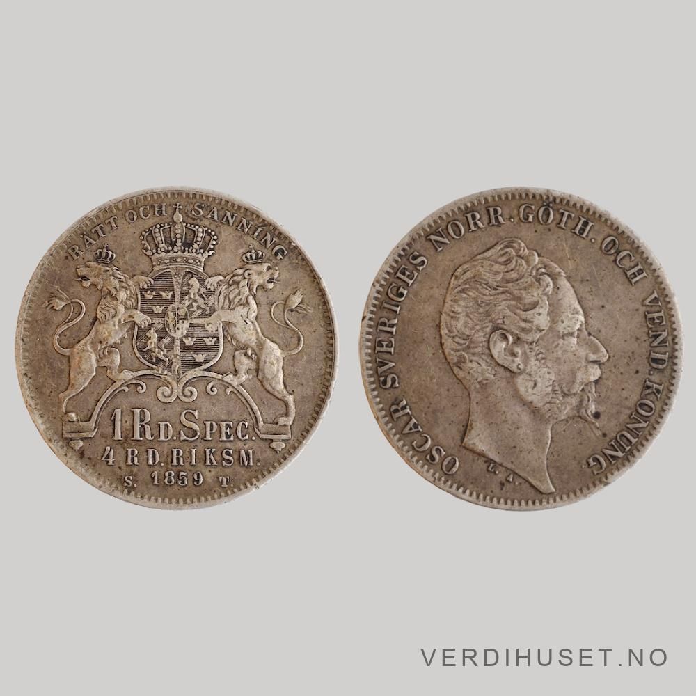 1 Riksdaler 1859 Kv 1+