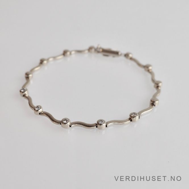 Hovedbilde Armbånd i 14 K hvitt gull med blanke stener