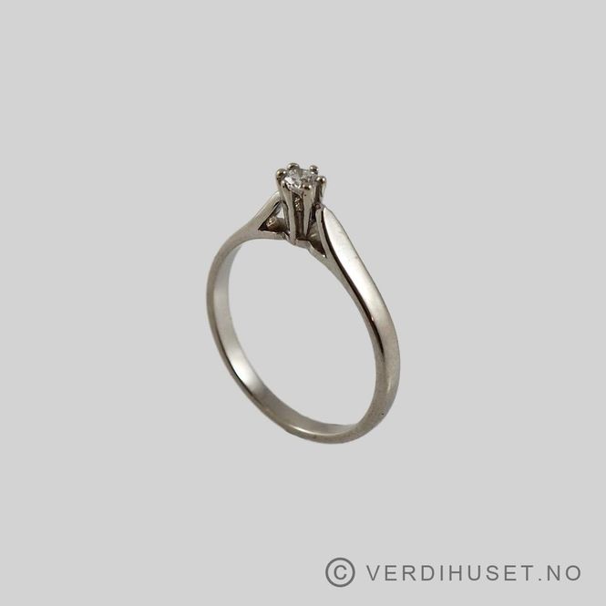 Hovedbilde Enstens-ring i 14 K hvitt gull med blank sten
