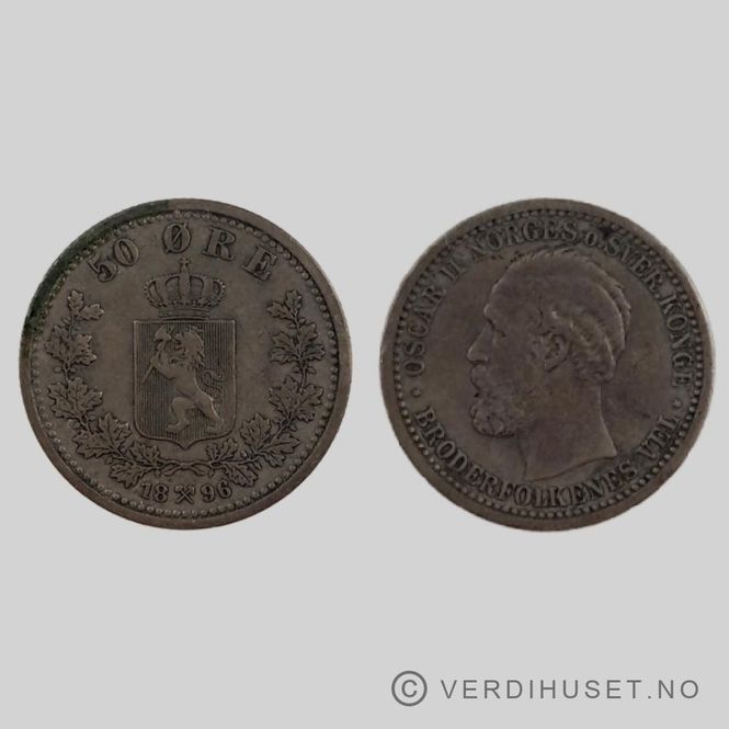 Hovedbilde 50 øre 1896 Kv s 1+