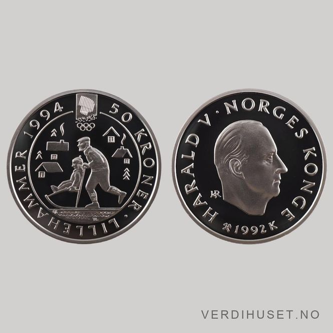Hovedbilde 50 Kr 1992 - Lillehammer OL - Bestefar og barn