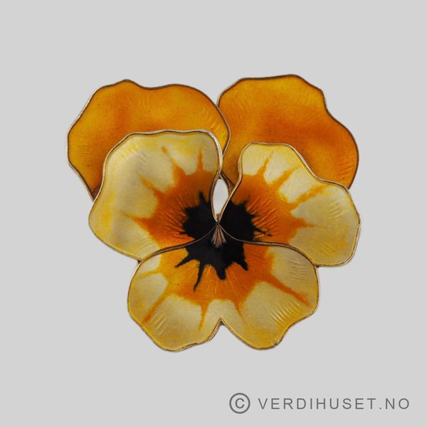 Hovedbilde Brosje/Stemorsblomst i forgylt sølv med  gul ...