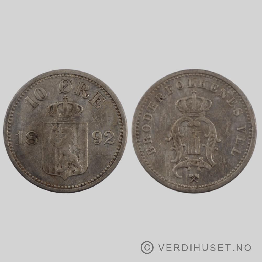 10 Øre 1892 Kv  1+