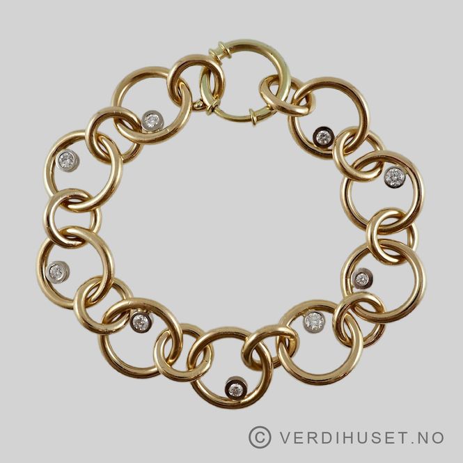 Hovedbilde Armbånd i 14 K hvitt og gult gull med 9 diamanter