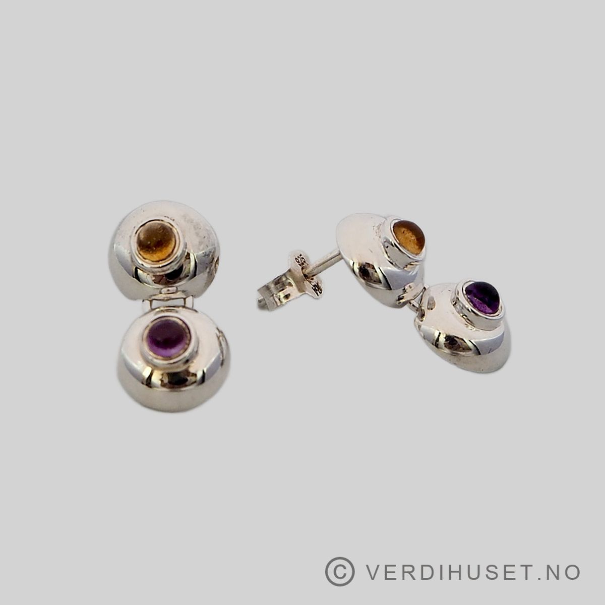 Ørepynt i sølv med fargede stener - Rauff