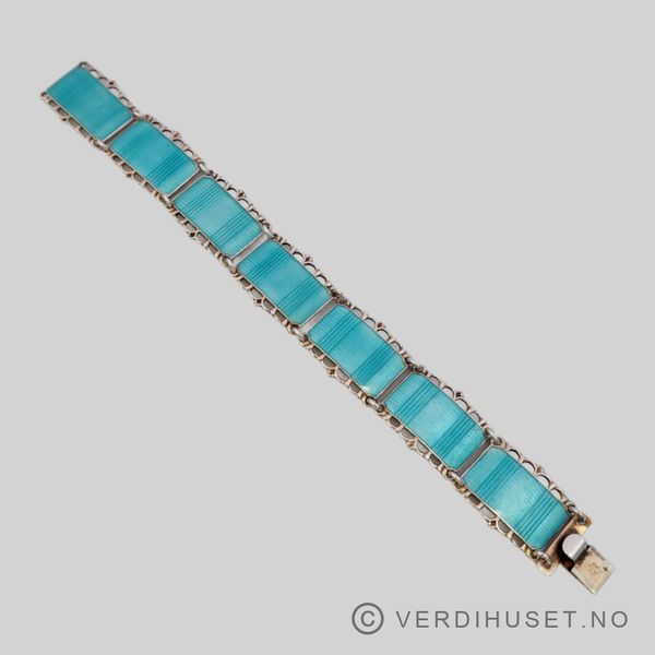 Hovedbilde Armbånd i forgylt sølv med lys blå/turkis emalje
