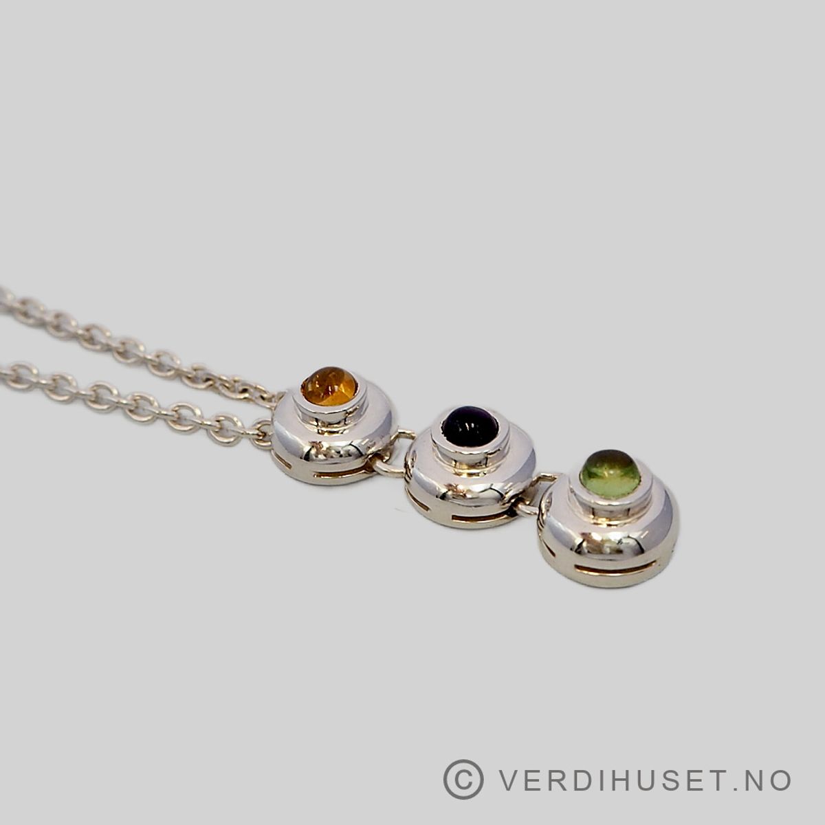 Halssmykke i sølv med fargede stener - Rauff