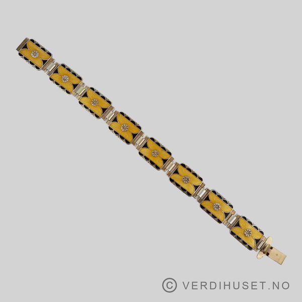 Hovedbilde Armbånd i forgylt sølv med gul og sort emalje