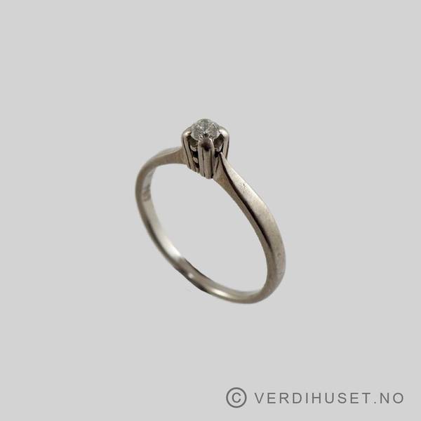 Hovedbilde Enstens-ring i 18 K hvitt gull med blank sten