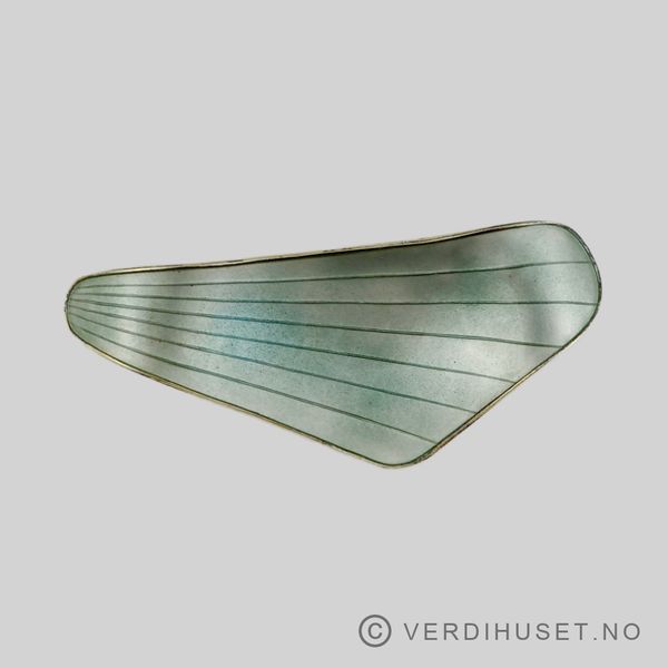 Hovedbilde Brosje i forgylt sølv med lys grønn emalje - ...