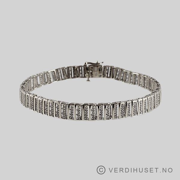 Hovedbilde Armbånd i 18 K hvitt gull med blanke stener
