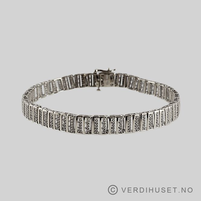 Hovedbilde Armbånd i 18 K hvitt gull med blanke stener