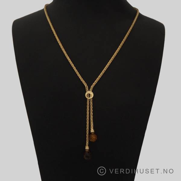 Hovedbilde Halssmykke i 14 K gull med brune stener