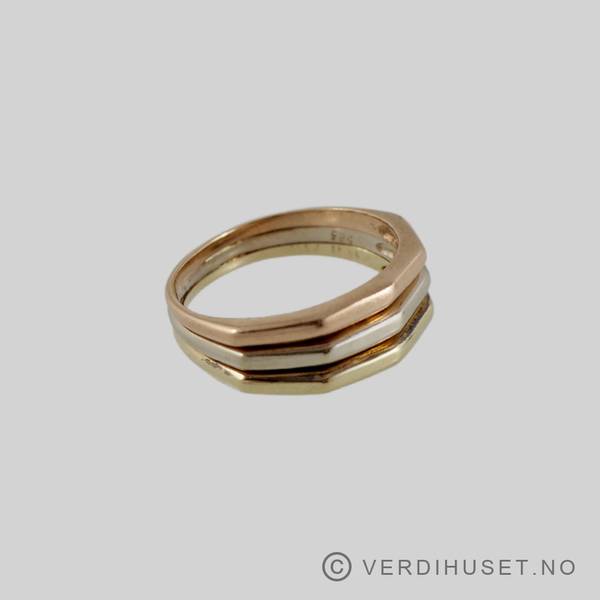 Hovedbilde Ring i 14 K rødt, gult og hvit gull