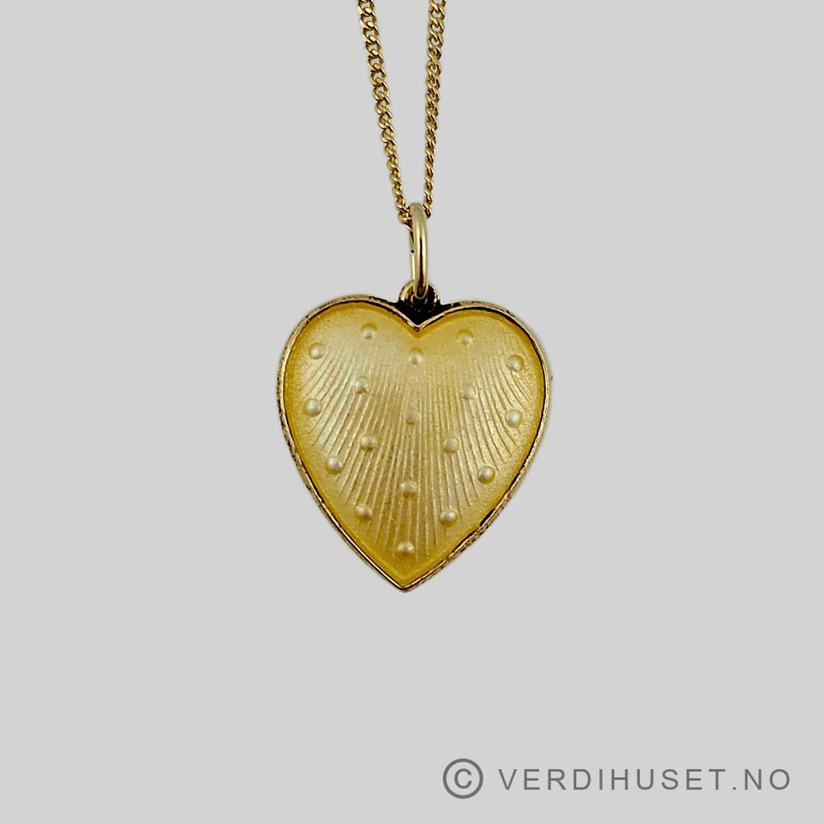Anheng/Hjerte i forgylt sølv med gul emalje - Ivar T. Holth