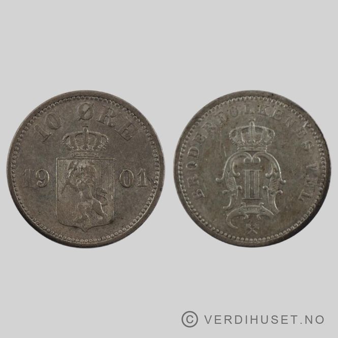 Hovedbilde 10 øre 1901 Kv g1+