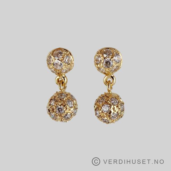 Hovedbilde Ørepynt i 18 K gull med blanke stener