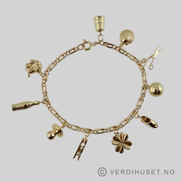 Hovedbilde Armbånd i 14 K gull med diverse charms