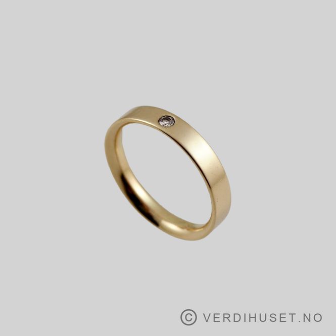 Hovedbilde Allianse-ring i 14 K gull med diamant