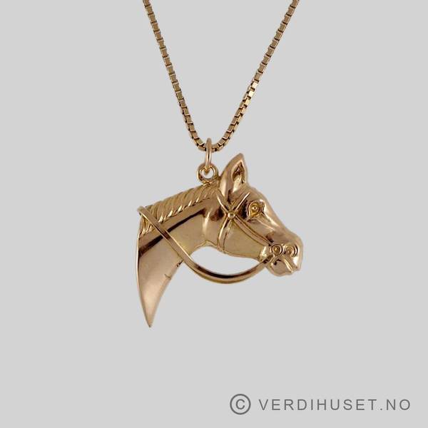 Hovedbilde Anheng/hest i 18 K gull 