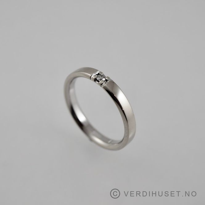Hovedbilde Alliansering i 14 K hvitt gull med diamant