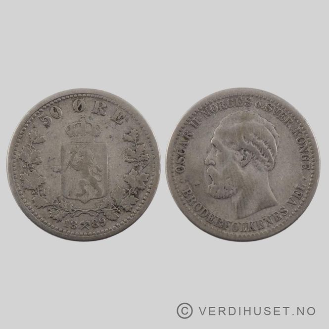 Hovedbilde 50 Øre 1889 Kv 1-