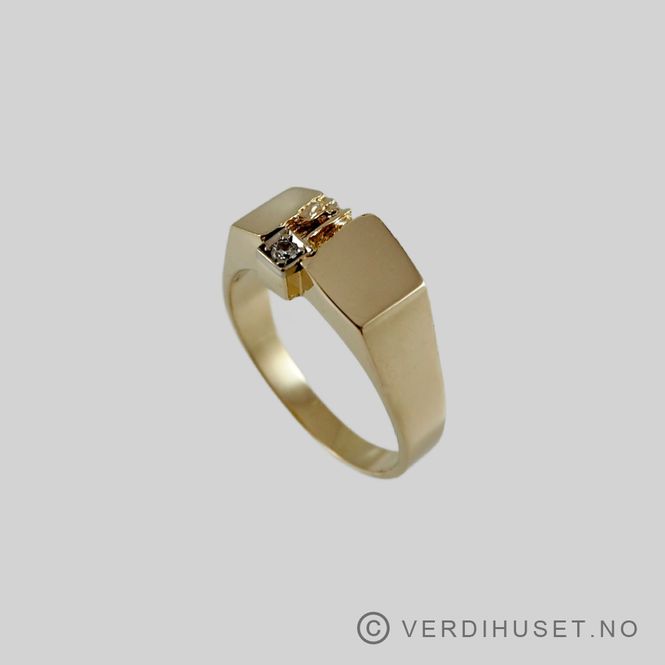 Hovedbilde Ring i 14 K gull med blank sten