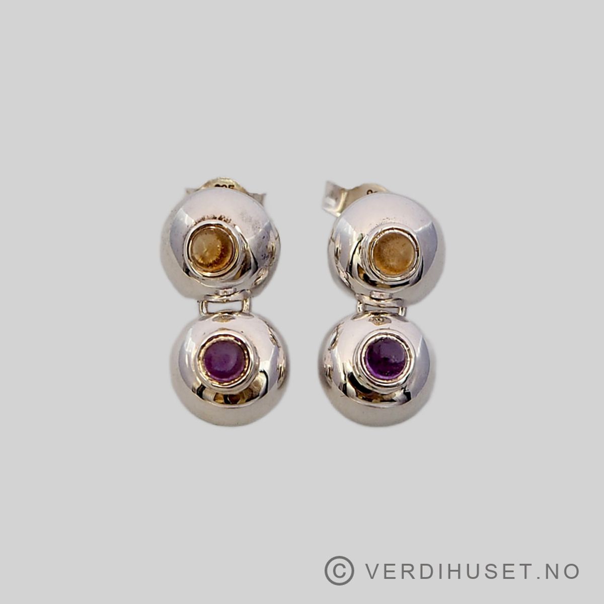 Ørepynt i sølv med fargede stener - Rauff