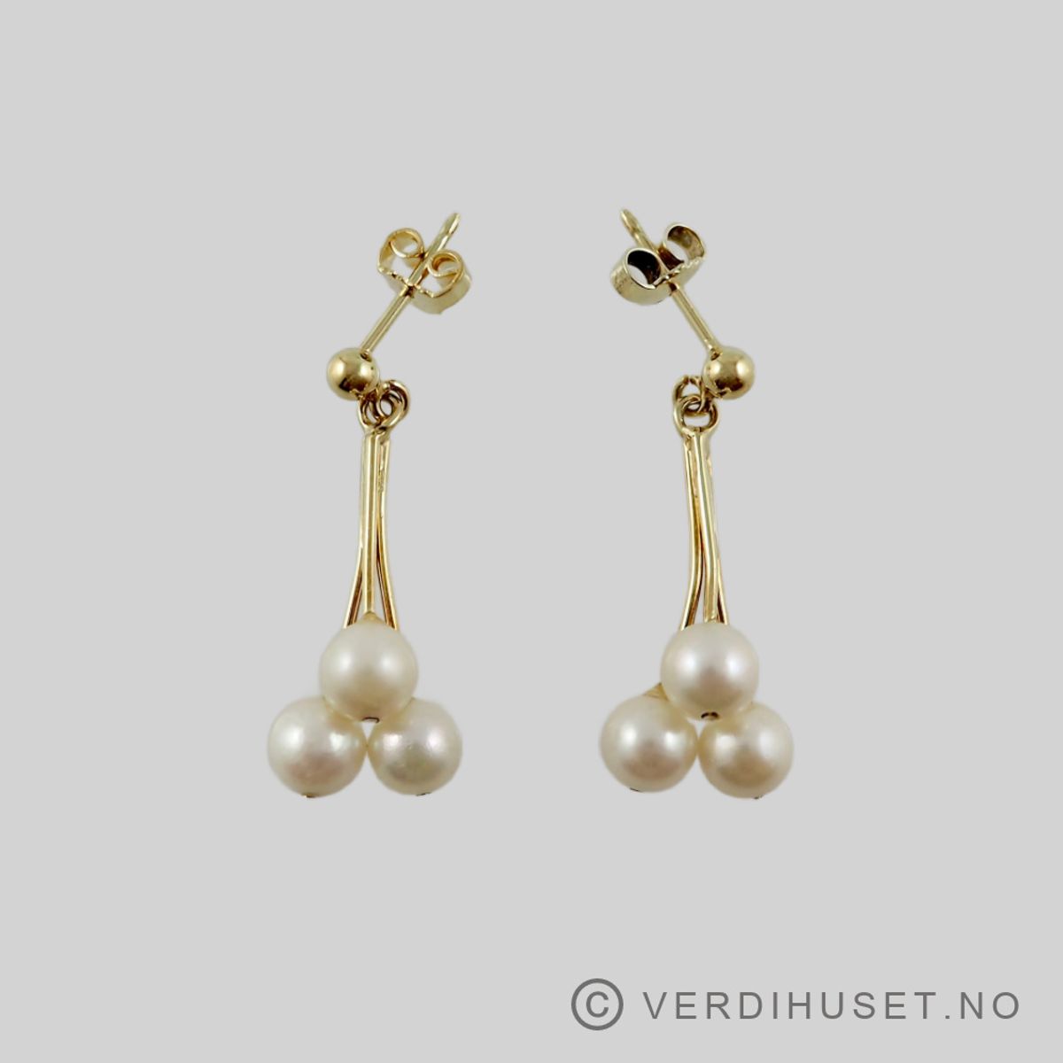 Ørepynt i 14 K gull med perler