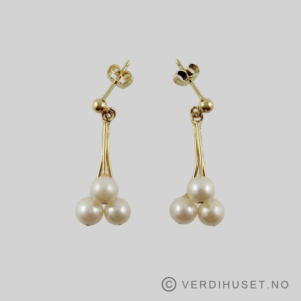 Hovedbilde Ørepynt i 14 K gull med perler
