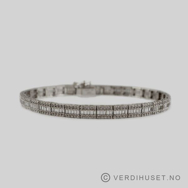 Hovedbilde Armbånd i 14 K hvitt gull med blanke stener