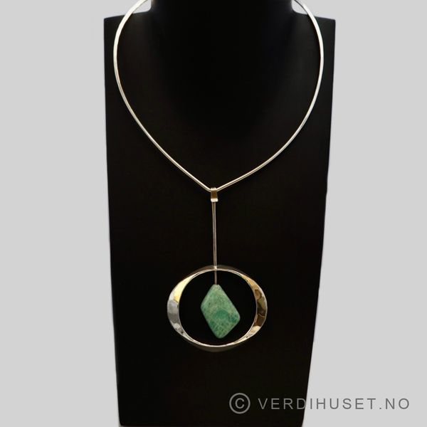 Hovedbilde Anheng i sølv med amazonitt på klave - Tone ...