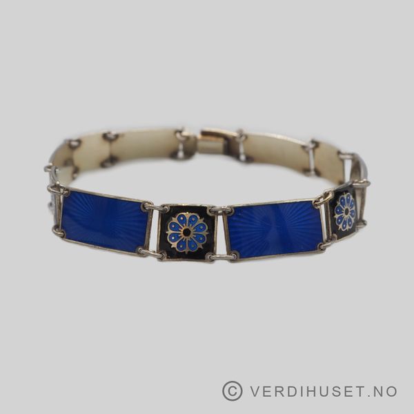 Hovedbilde Armbånd i forgylt sølv med blå og sort emalje - ...