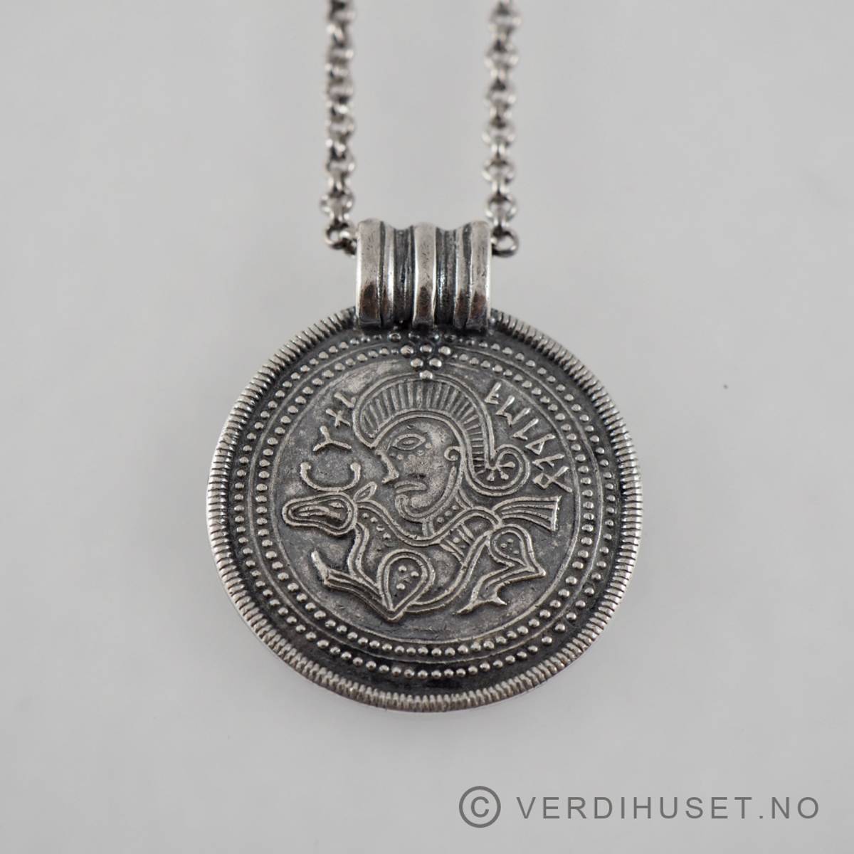 Anheng i oksidert sølv med ertekjede - D-A