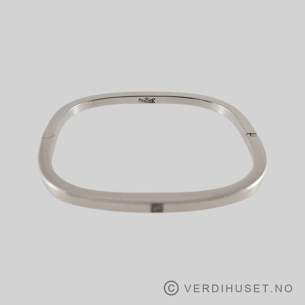 Armring i 14 K hvitt gull med blank sten