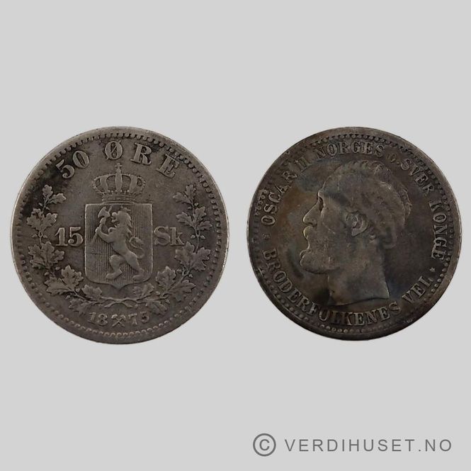 Hovedbilde 50 Øre/15 skilling 1875 Kv s1