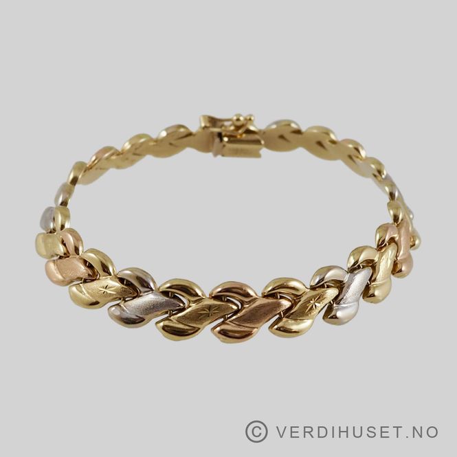 Hovedbilde Armbånd i 14 K med rødt hvit og gult gull