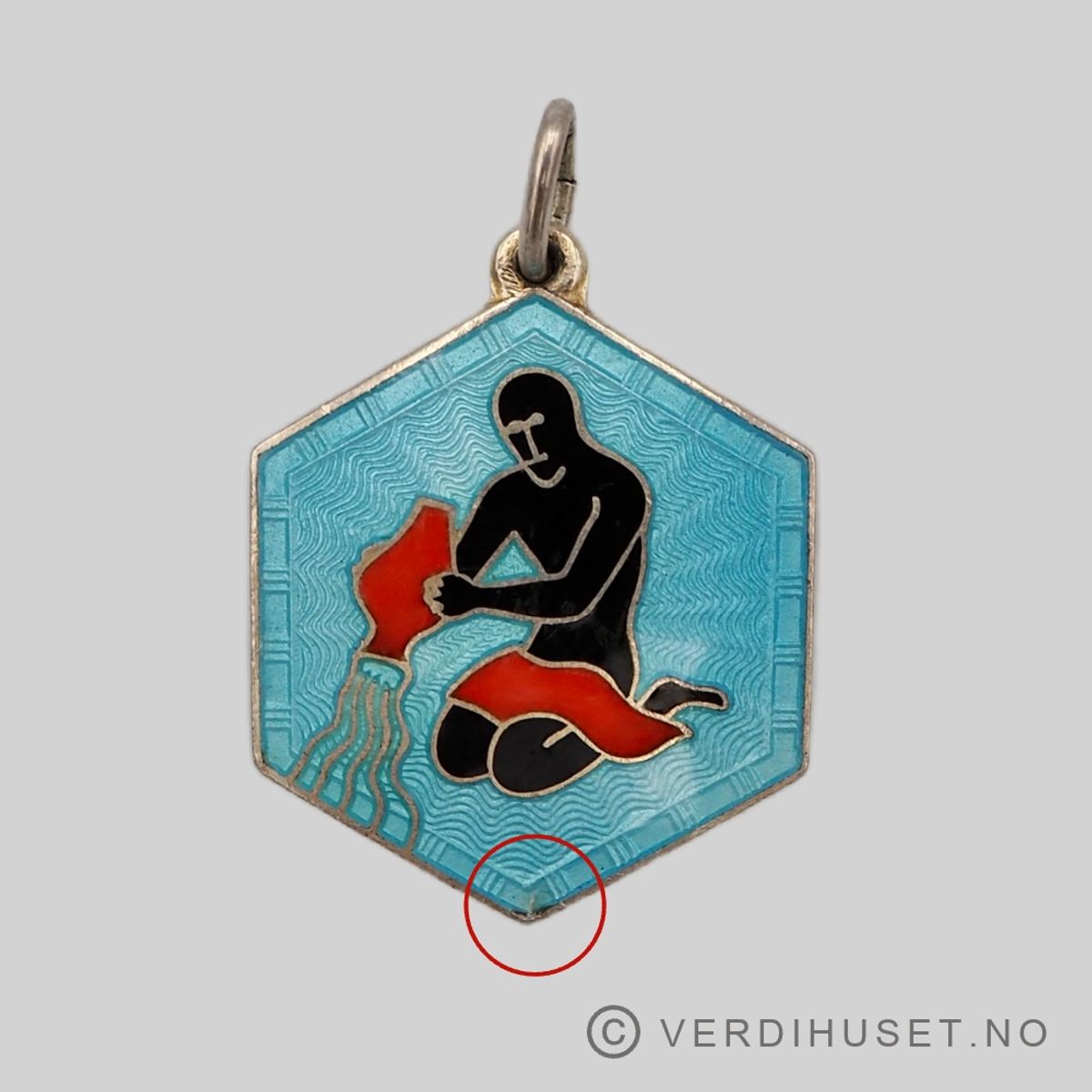 Anheng i forgylt sølv med emalje, Stjernetegn Vannmannen - D-A