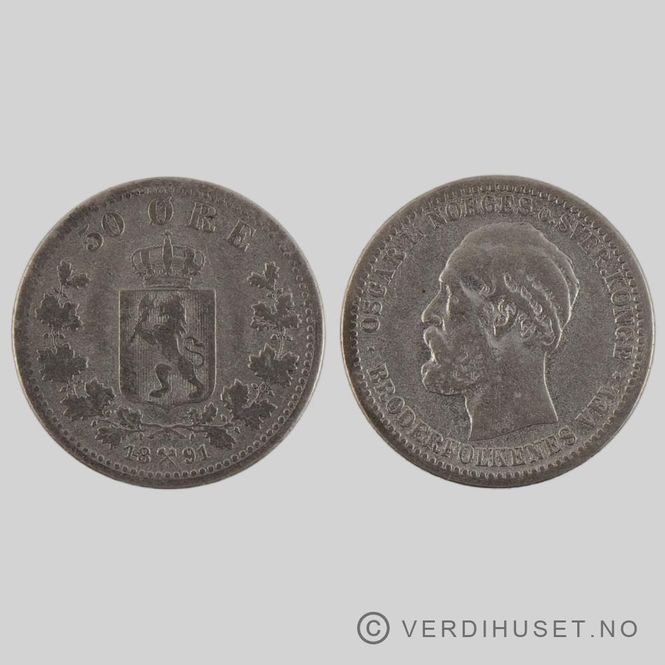Hovedbilde 50 Øre 1891 Kv g 1-
